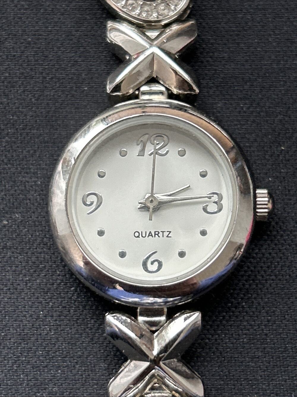 Silver Tone XO Link Band Women’s Quartz Watch